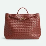 Bottega Veneta Women Large Andiamo in Lambskin Leather-Dark Red