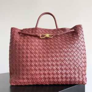 Bottega Veneta Women Large Andiamo in Lambskin Leather-Dark Red