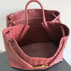 Bottega Veneta Women Large Andiamo in Lambskin Leather-Dark Red