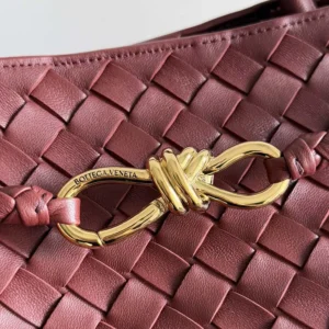 Bottega Veneta Women Large Andiamo in Lambskin Leather-Dark Red