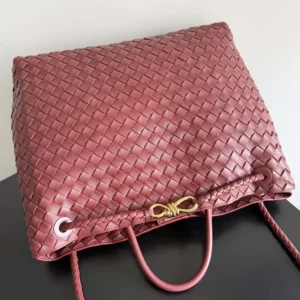 Bottega Veneta Women Large Andiamo in Lambskin Leather-Dark Red
