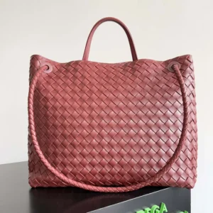 Bottega Veneta Women Large Andiamo in Lambskin Leather-Dark Red