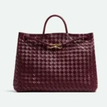 Bottega Veneta Women Large Andiamo in Lambskin Leather-Maroon