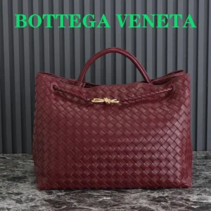 Bottega Veneta Women Large Andiamo in Lambskin Leather-Maroon