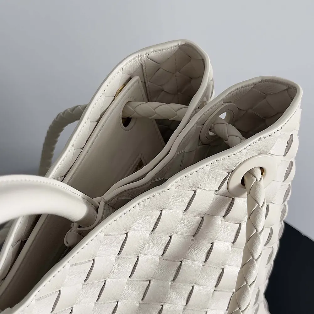 Bottega Veneta Women Large Andiamo in Lambskin Leather-White 8 Bottega Veneta Women Large Andiamo in Lambskin Leather-White