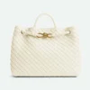 Bottega Veneta Women Medium Andiamo in Lambskin Leather-White