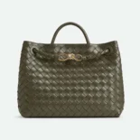Bottega Veneta Women Medium Andiamo in Supple Intrecciato Leather-Dark Green