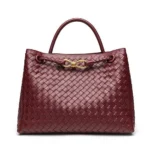 Bottega Veneta Women Medium Andiamo in Supple Intrecciato Leather-Maroon