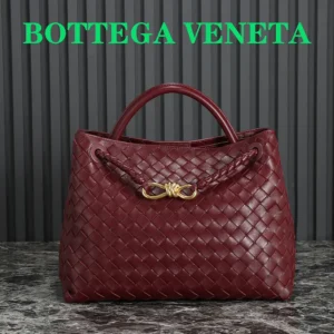Bottega Veneta Women Medium Andiamo in Supple Intrecciato Leather-Maroon