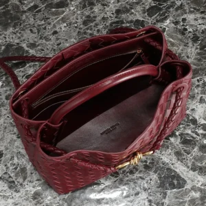 Bottega Veneta Women Medium Andiamo in Supple Intrecciato Leather-Maroon
