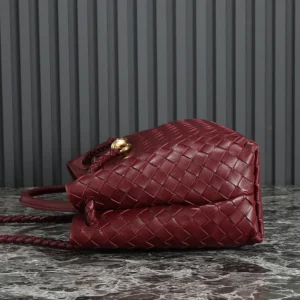 Bottega Veneta Women Medium Andiamo in Supple Intrecciato Leather-Maroon