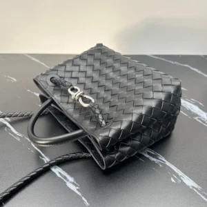 Bottega Veneta Women Small Andiamo Intrecciato Leather Top Handle Bag-Black/Silver