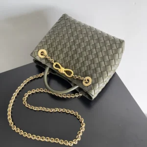 Bottega Veneta Women Small Andiamo Intrecciato Leather Top Handle Bag-Dark Green