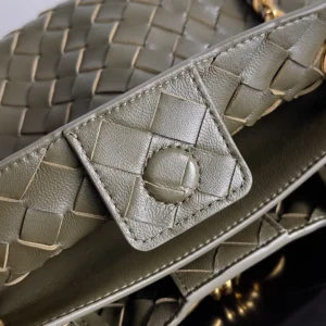 Bottega Veneta Women Small Andiamo Intrecciato Leather Top Handle Bag-Dark Green