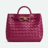 Bottega Veneta Women Small Andiamo Intrecciato Leather Top Handle Bag-Rose