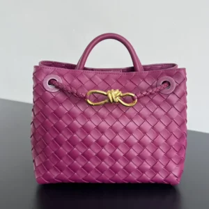 Bottega Veneta Women Small Andiamo Intrecciato Leather Top Handle Bag-Rose