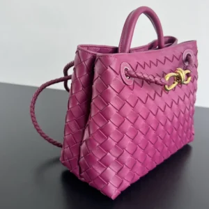 Bottega Veneta Women Small Andiamo Intrecciato Leather Top Handle Bag-Rose