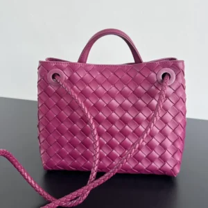 Bottega Veneta Women Small Andiamo Intrecciato Leather Top Handle Bag-Rose