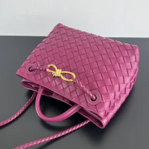 Bottega Veneta Women Small Andiamo Intrecciato Leather Top Handle Bag-Rose