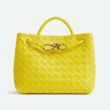 Bottega Veneta Women Small Andiamo Intrecciato Leather Top Handle Bag-Yellow
