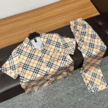 Burberry Women Check Short-Sleeved Silk Pajama Set