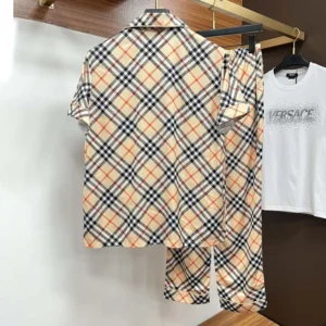 Burberry Women Check Short-Sleeved Silk Pajama Set