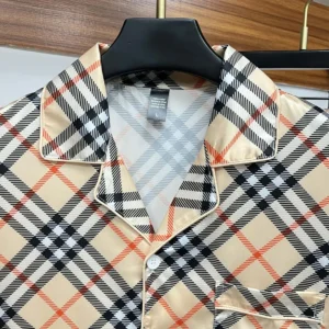 Burberry Women Check Short-Sleeved Silk Pajama Set