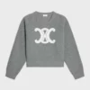Celine Women Crew Neck Sweater In Ribbed Wool RY0GS423P