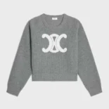 Celine Women Crew Neck Sweater In Ribbed Wool RY0GS423P