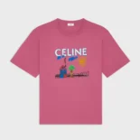 Celine Women Loose T-Shirt In Cotton Jersey-Rose RX0D5507Z