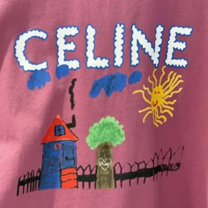Celine Women Loose T-Shirt In Cotton Jersey-Rose RX0D5507Z