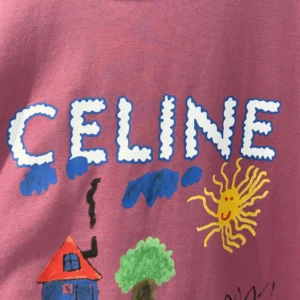 Celine Women Loose T-Shirt In Cotton Jersey-Rose RX0D5507Z