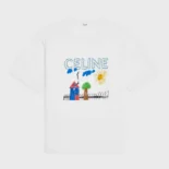 Celine Women Loose T-Shirt In Cotton Jersey-White RX0D5507Z