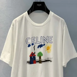 Celine Women Loose T-Shirt In Cotton Jersey-White RX0D5507Z