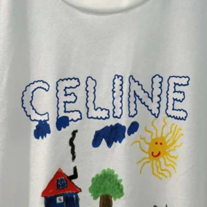 Celine Women Loose T-Shirt In Cotton Jersey-White RX0D5507Z