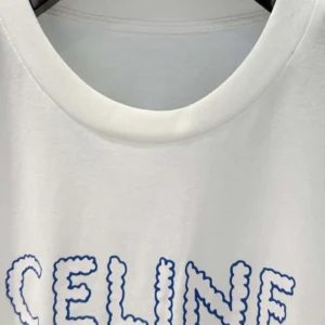 Celine Women Loose T-Shirt In Cotton Jersey-White RX0D5507Z