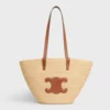 Celine Women Medium Supple Celine Classic Panier In Raffia And Calfskin