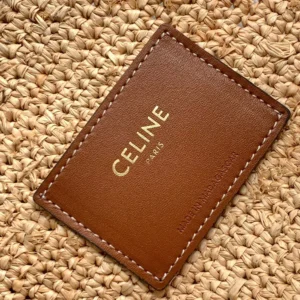 Celine Women Medium Supple Celine Classic Panier In Raffia And Calfskin
