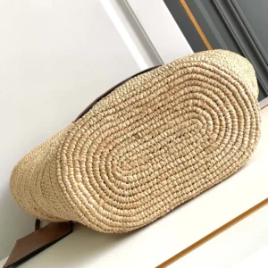 Celine Women Medium Supple Celine Classic Panier In Raffia And Calfskin
