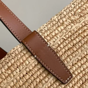 Celine Women Medium Supple Celine Classic Panier In Raffia And Calfskin