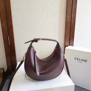 Celine Women Teen Celine Lulu in Grained Calfskin-Deep Burgundy