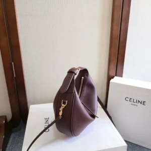 Celine Women Teen Celine Lulu in Grained Calfskin-Deep Burgundy