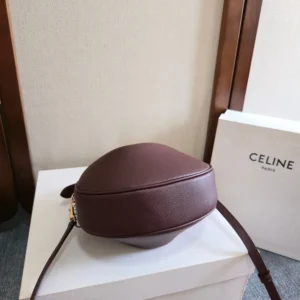 Celine Women Teen Celine Lulu in Grained Calfskin-Deep Burgundy