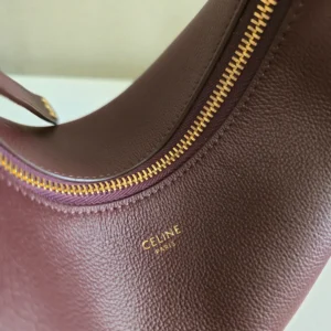 Celine Women Teen Celine Lulu in Grained Calfskin-Deep Burgundy