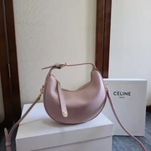 Celine Women Teen Celine Lulu in Grained Calfskin-Pink