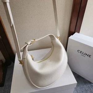 Celine Women Teen Celine Lulu in Grained Calfskin-White
