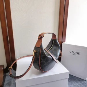 Celine Women Teen Celine Lulu in Triomphe Canvas and Calfskin