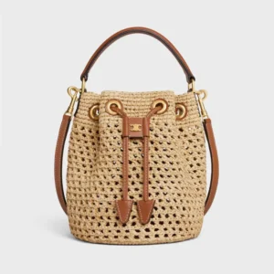 Celine Women Teen Clara Bag in Raffia and Calfskin