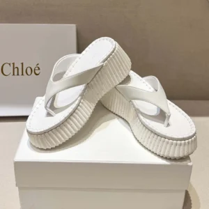 Chloe Women Nama Wedge Slide-White CHC25A10XSN122