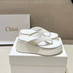 Chloe Women Nama Wedge Slide-White CHC25A10XSN122